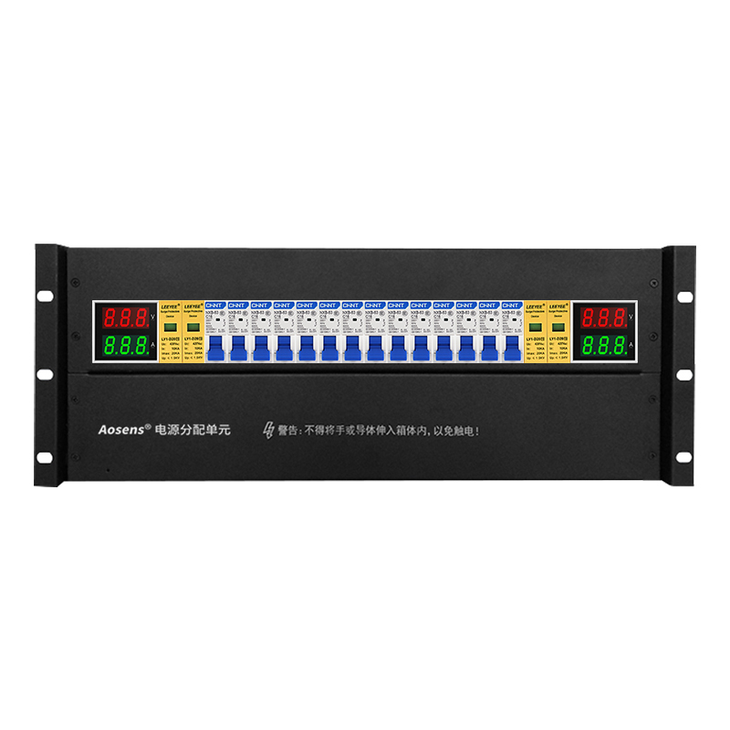 奧盛 機(jī)柜配電單元PDU 4U配電箱 正泰交流1P空開(kāi) 防雷電流電壓表 雙路